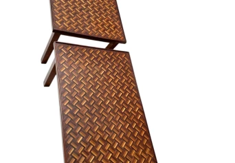 Pair of Mid-Century Modern Side Tables with Mosaic Inlaid Tops, 1960s